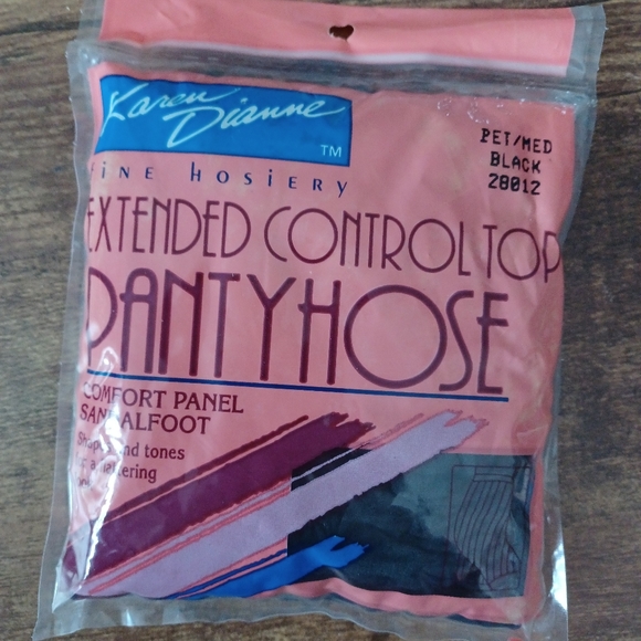 Karen Dianne extended control top black pantyhose pet/med - Picture 1 of 2